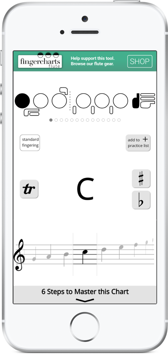 Flute Fingering Chart For Mobile Fingercharts Com